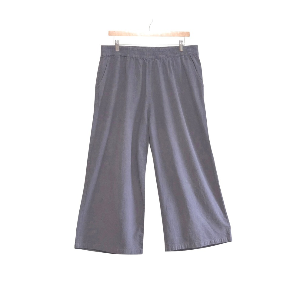 Ecupper, Women's Medium Gray, Lagenlook, Cotton Wide Leg‎ Cropped Pants, Sz 2XL